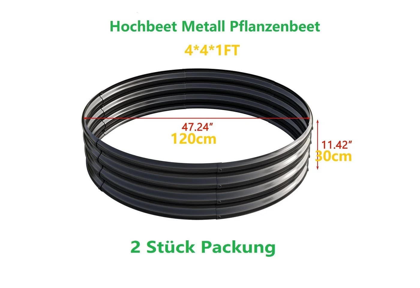 HOMERECOMMEND Hochbeet Blumenkasten Halbkreis Metall Schwarz (2 St)