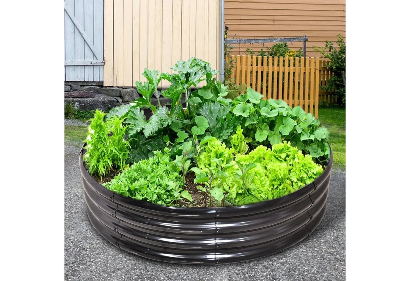 HOMERECOMMEND Hochbeet Blumenkasten Halbkreis Metall Schwarz (2 St) - Bild 3