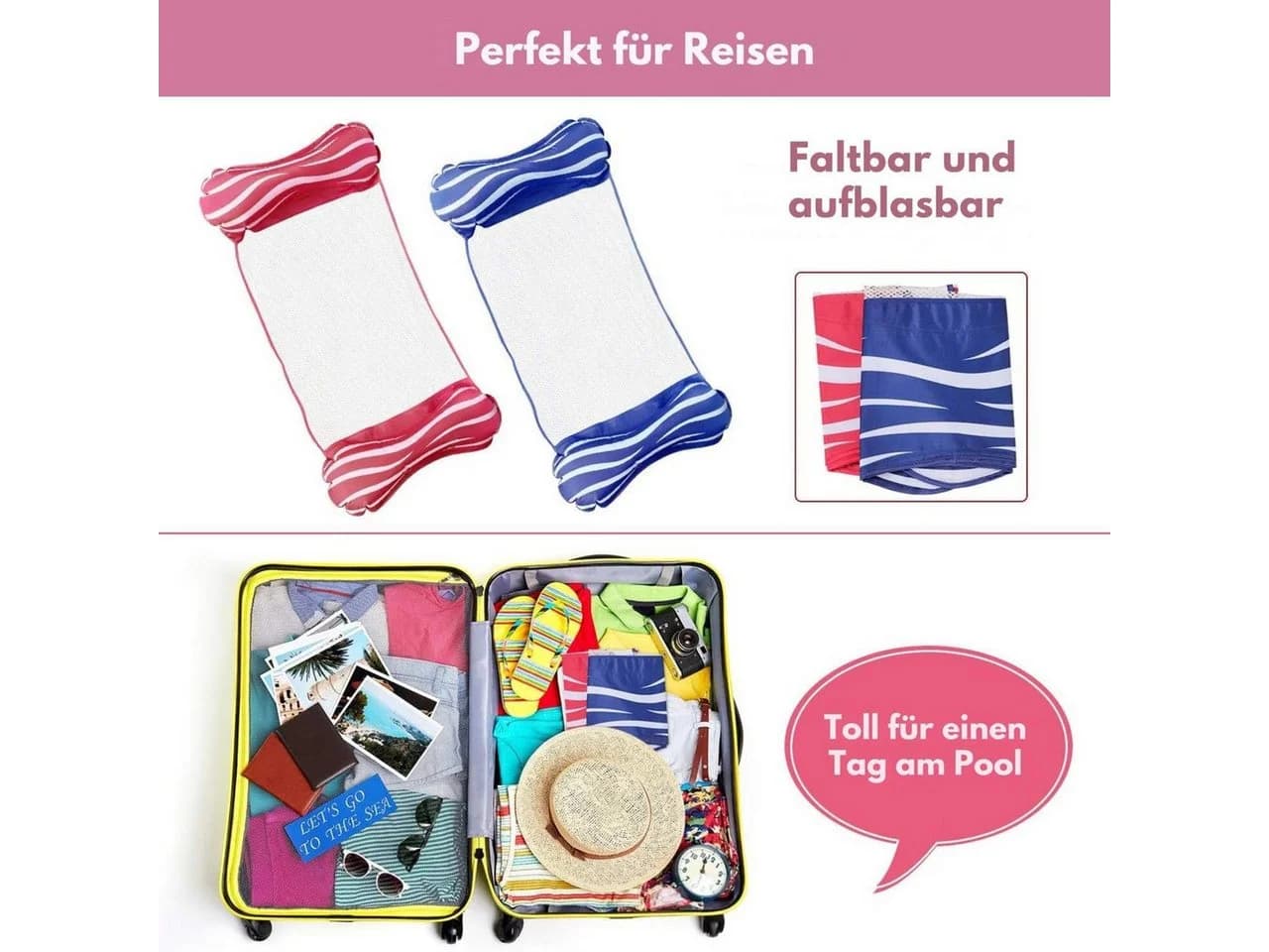 Diyarts 4-in-1 Luftmatratze Blau/Rosa PVC - Bild 3