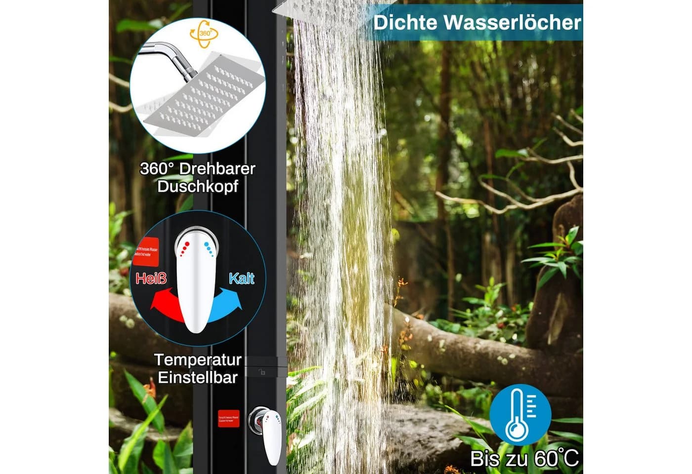 TLGREEN Solardusche 35L 360° Oberkopf-Duschkopf - Bild 3
