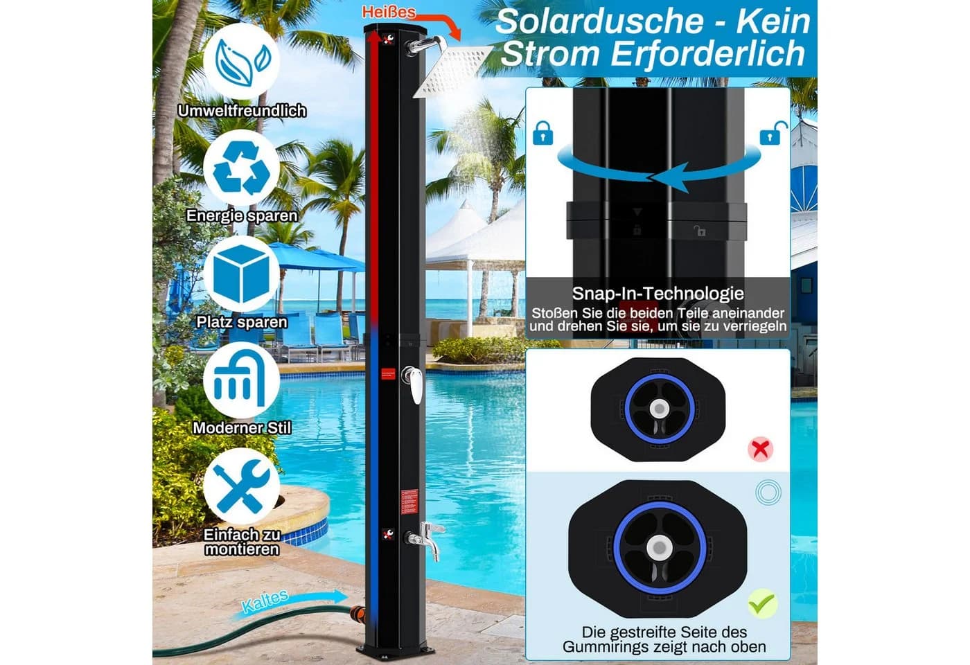 TLGREEN Solardusche 35L 360° Oberkopf-Duschkopf - Bild 4