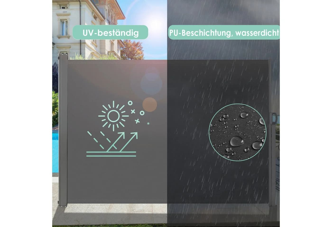 MVPower Seitenmarkise Sichtschutz Windschutz Grau - Bild 4