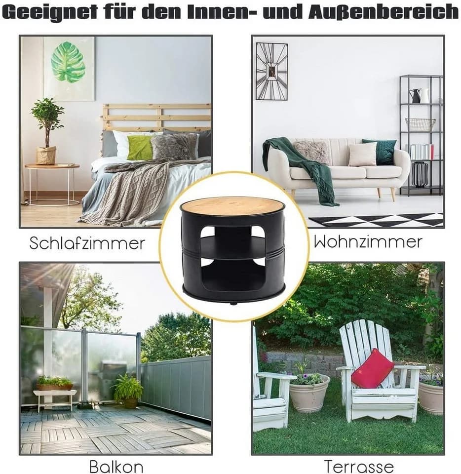 COSTWAY Beistelltisch Nachttisch Metall rund 3 Ebenen - Bild 3