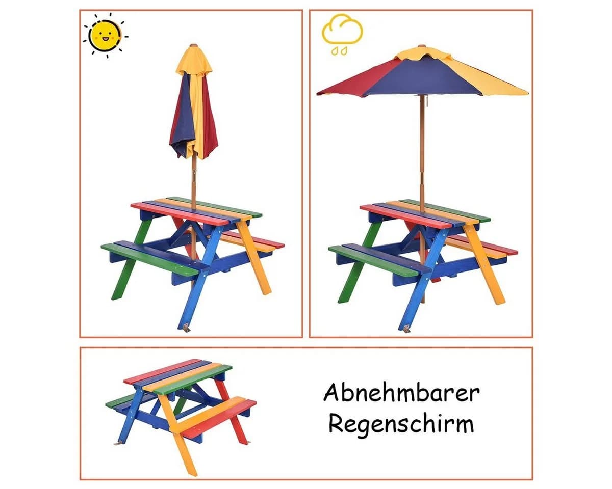 COSTWAY Kindersitzgruppe mit Sonnenschirm & 4 Sitzen - Bild 4
