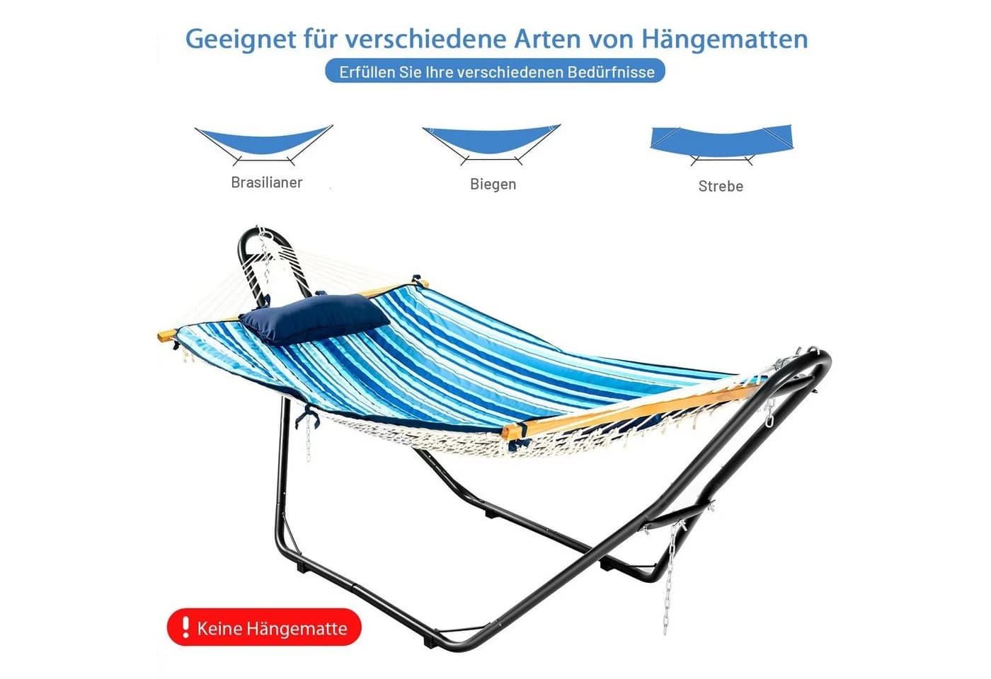 COSTWAY Hängemattengestell Schwarz Stahl 150kg Tragkraft - Bild 5