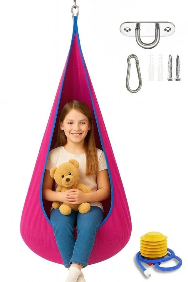 Diyarts Hängehöhle Hängesitz Kinder-Hängesessel Baumwolle Rosa - Bild 2