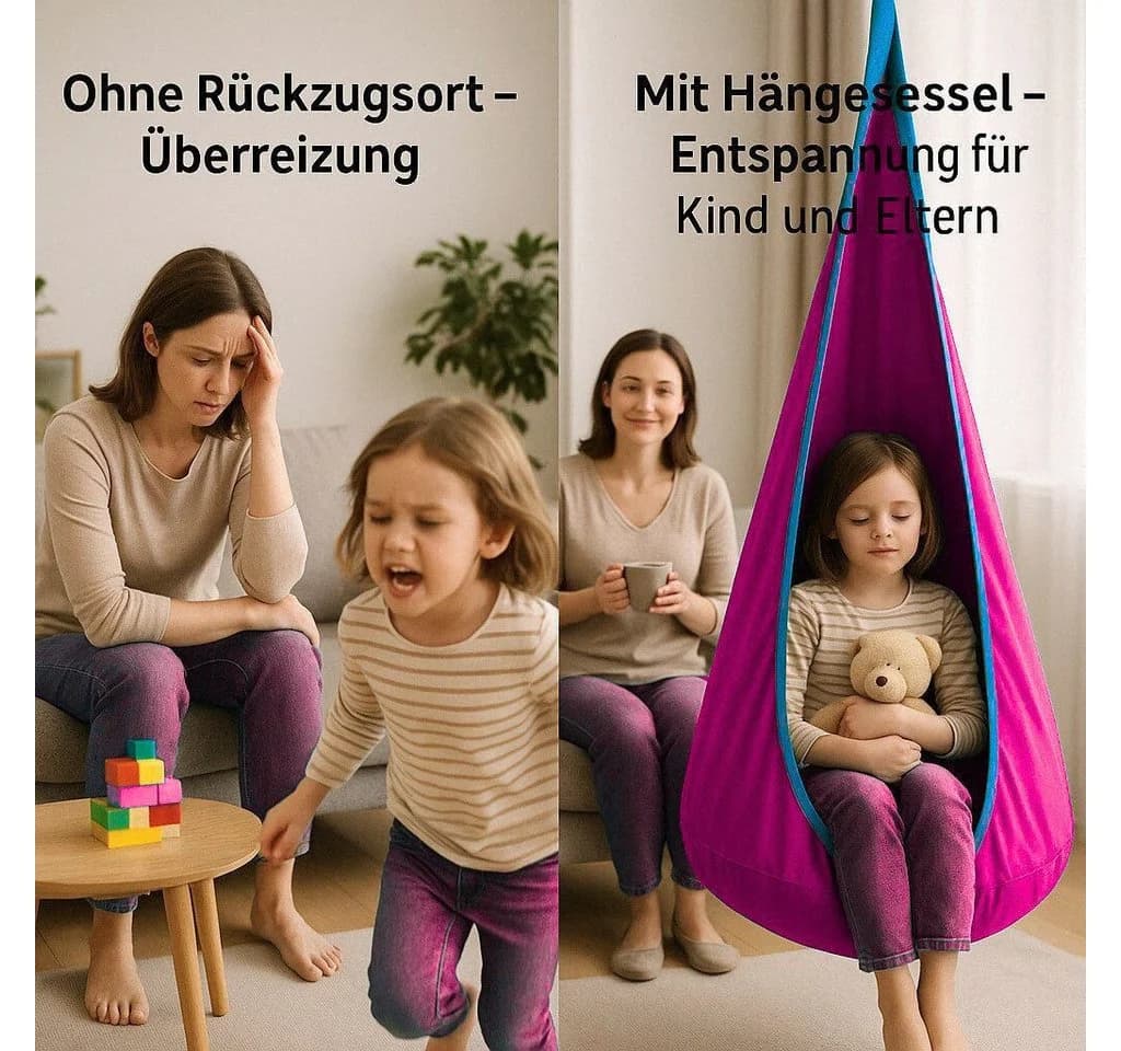 Diyarts Hängehöhle Hängesitz Kinder-Hängesessel Baumwolle Rosa - Bild 3