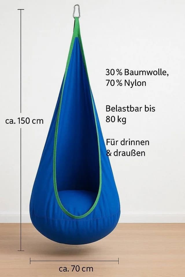 Kronenberg Hängehöhle Kinder-Hängesessel Baumwolle Gelb - Bild 4