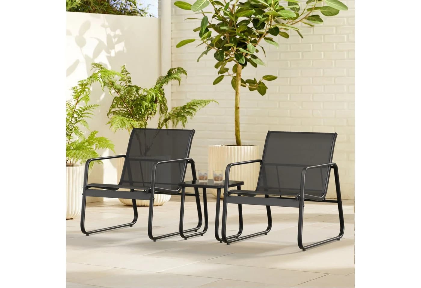 Bealife Balkonset 2 Sessel und 1 Tisch Garten Terrasse