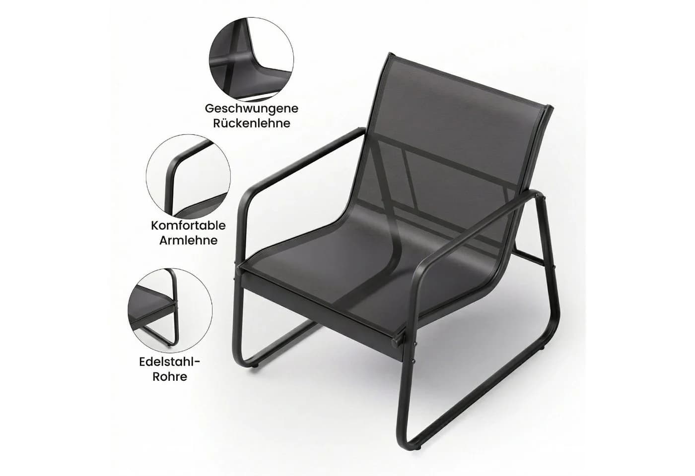 Bealife Balkonset 2 Sessel und 1 Tisch Garten Terrasse - Bild 5