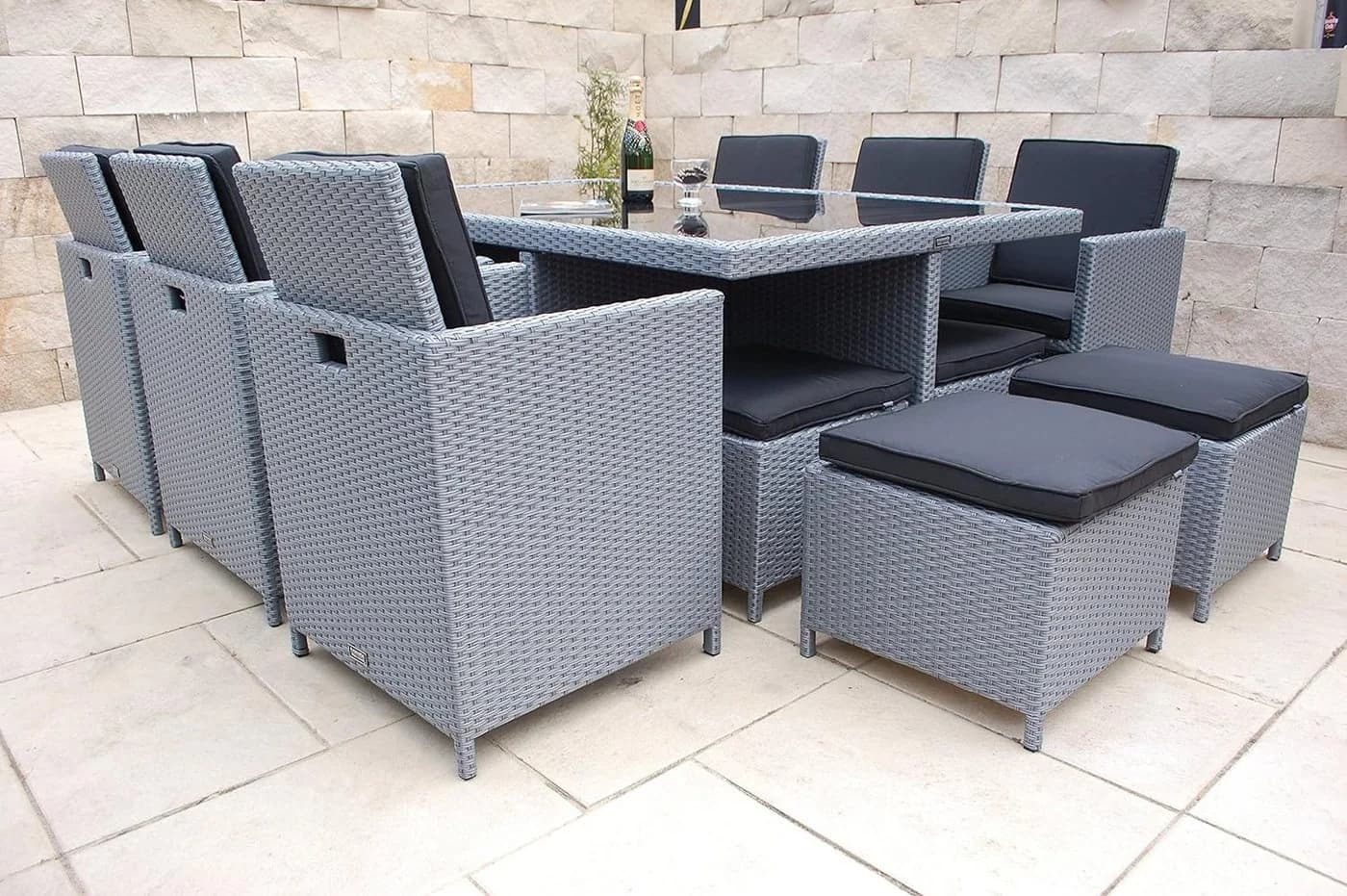 Ragnarök Möbel-Design Garten-Essgruppe Heimdall Esstisch Set 6+4 Polyrattan Aluminium - Bild 2