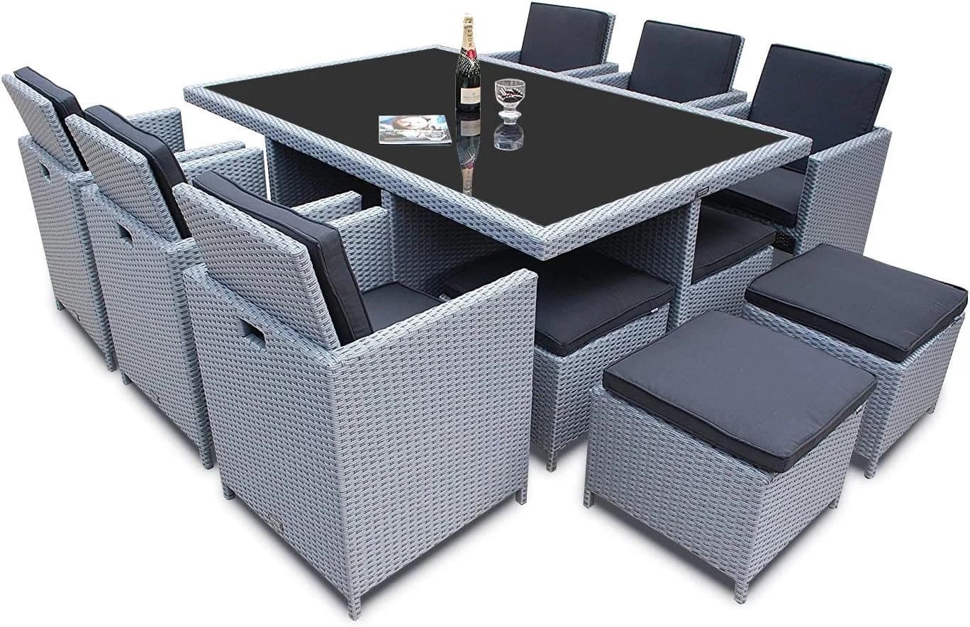 Ragnarök Möbel-Design Garten-Essgruppe Heimdall Esstisch Set 6+4 Polyrattan Aluminium - Bild 4