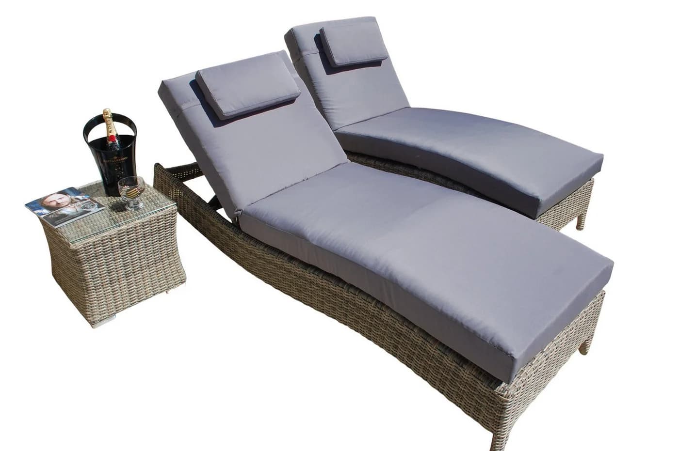 Ragnarök Möbel-Design Sonnenliegen Set 3-teilig Beige verstellbar - Bild 2