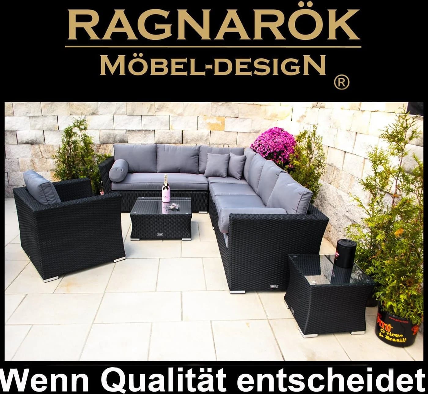 Ragnarök Möbel-Design Gartenlounge-Set Wotan Ecksofa Polyrattan