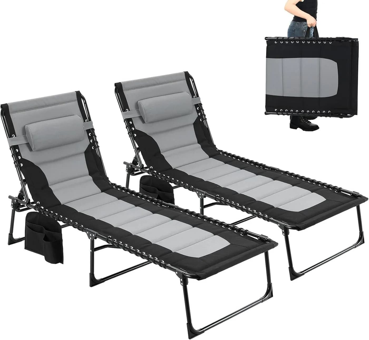 TLGREEN XXL Sonnenliege Klappbar mit 5-fach Verstellbarer Rückenlehne - Bild 2