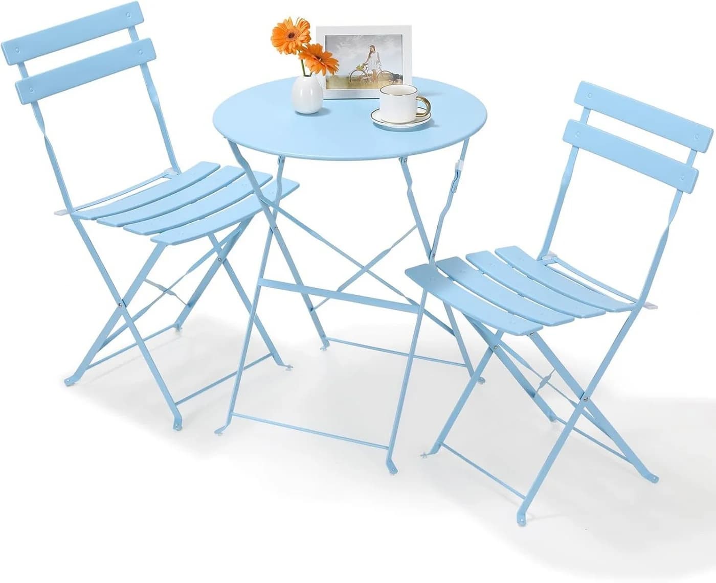 Modernes Balkonset mit Klapptisch und Klappstühlen - Bild 2