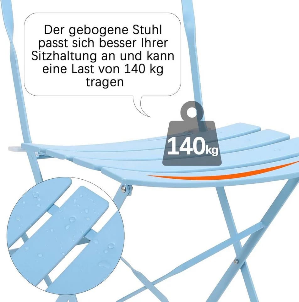 Modernes Balkonset mit Klapptisch und Klappstühlen - Bild 4