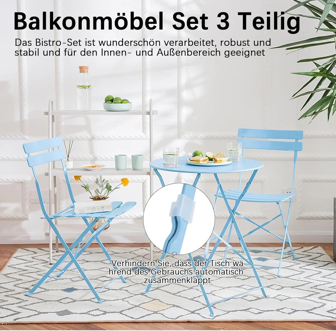 Modernes Balkonset mit Klapptisch und Klappstühlen - Bild 5