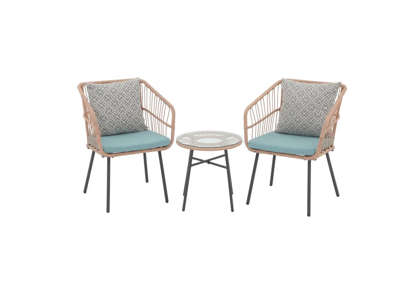 JOIVI Bistrostuhl Outdoor 3-tlg. Bistro Set Rattan