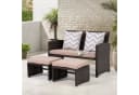 JOIVI Gartenbank Outdoor Loveseat 3-tlg. Braun Rattan Beige Kissen Bild 2