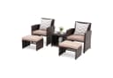 JOIVI Balkonset 5-tlg Garten Unterhaltung Set Beige Rattan Bild 1