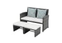 JOIVI Gartenbank Outdoor Loveseat Grau Rattan 3-tlg Set mit 2 Hockern Bild 1