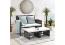 JOIVI Gartenbank Outdoor Loveseat Grau Rattan 3-tlg Set mit 2 Hockern Bild 2