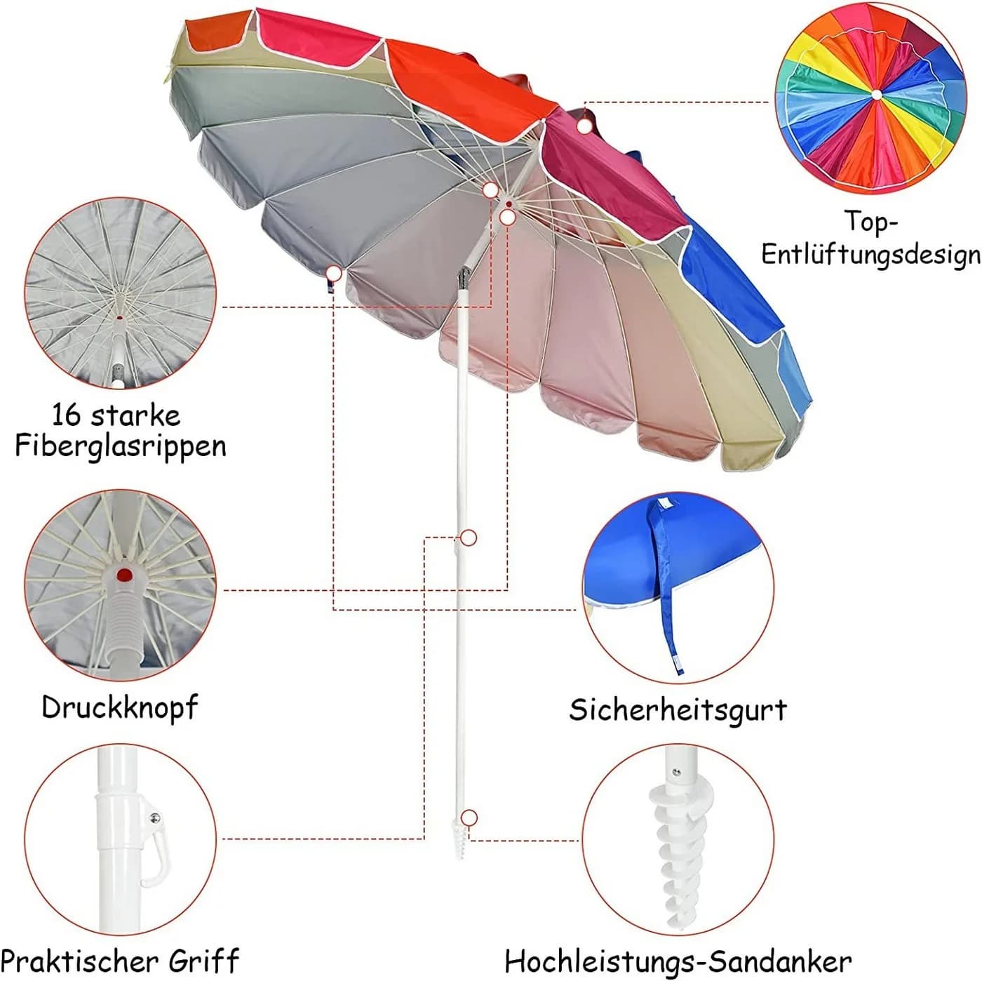 KOMFOTTEU Terrassenschirm 250 cm mit Neigungsachse - Bild 3