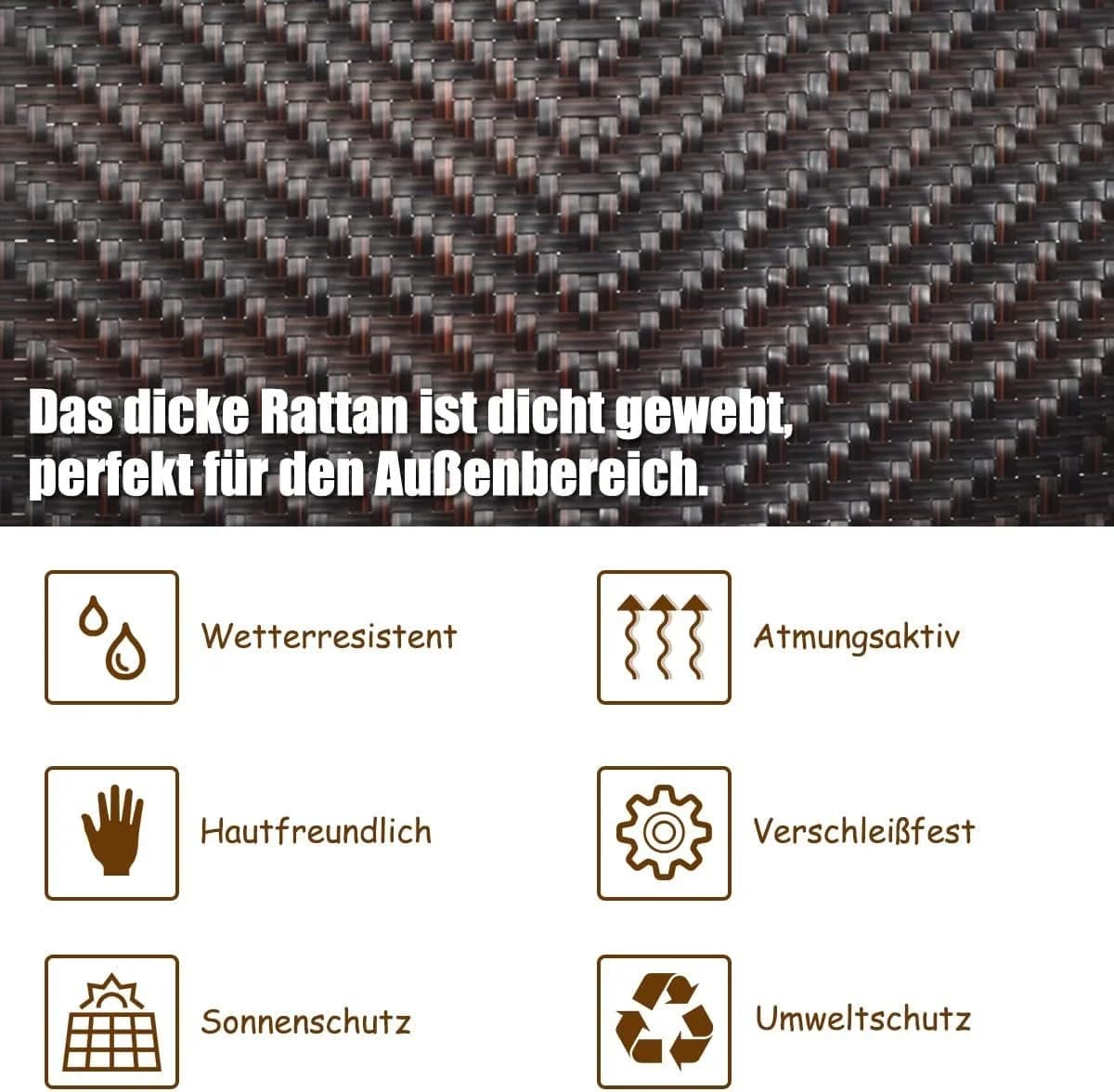 KOMFOTTEU Rattanstuhl Freizeitstuhl Klappsessel PE-Rattan verstellbare Rückenlehne