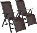 KOMFOTTEU Rattanstuhl Freizeitstuhl Klappsessel PE-Rattan verstellbare Rückenlehne Bild 2