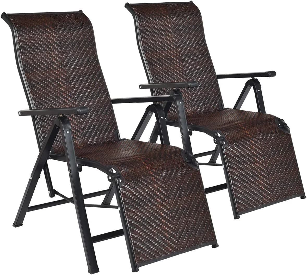 KOMFOTTEU Rattanstuhl Freizeitstuhl Klappsessel PE-Rattan verstellbare Rückenlehne - Bild 2