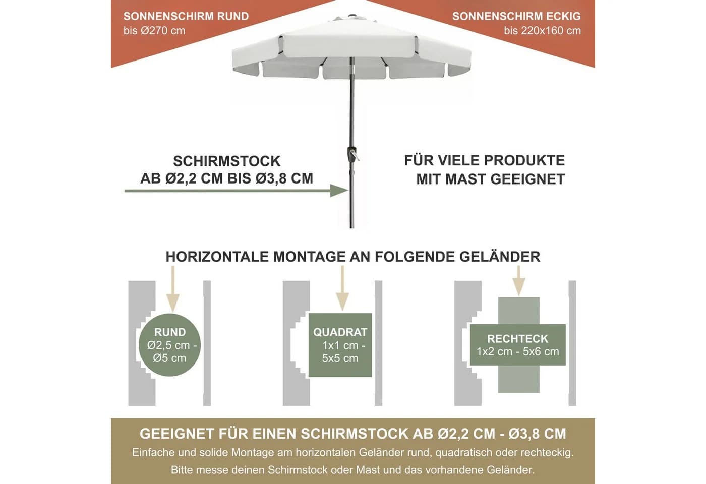 KDR Produktgestaltung Sonnenschirmhalter Edelstahl Balkongeländer - Bild 5