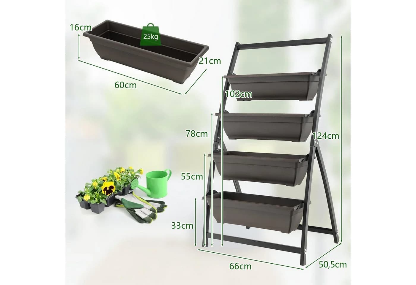 COSTWAY Hochbeet 4-stufig mit 4 Behälterboxen & Drainagelöchern - Bild 3