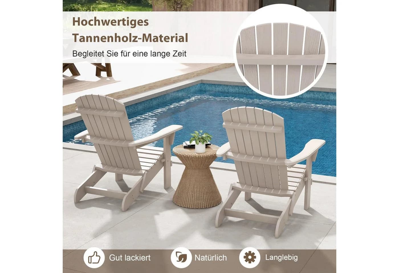 COSTWAY Adirondack Gartenstuhl Klappbar Tannenholz