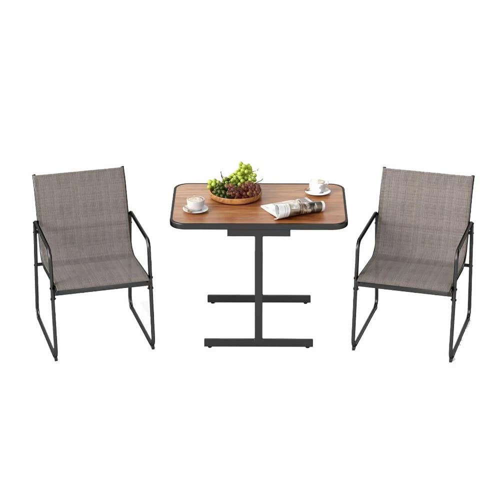 KOMFOTTEU Gartenlounge-Set 3-tlg. Bistro-Set Schwarz/Braun - Bild 2