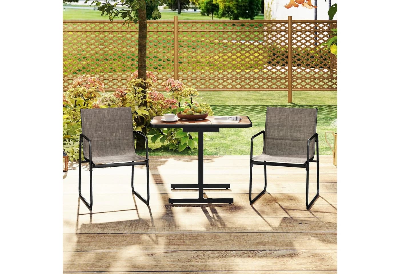 KOMFOTTEU Gartenlounge-Set 3-tlg. Bistro-Set Schwarz/Braun - Bild 5