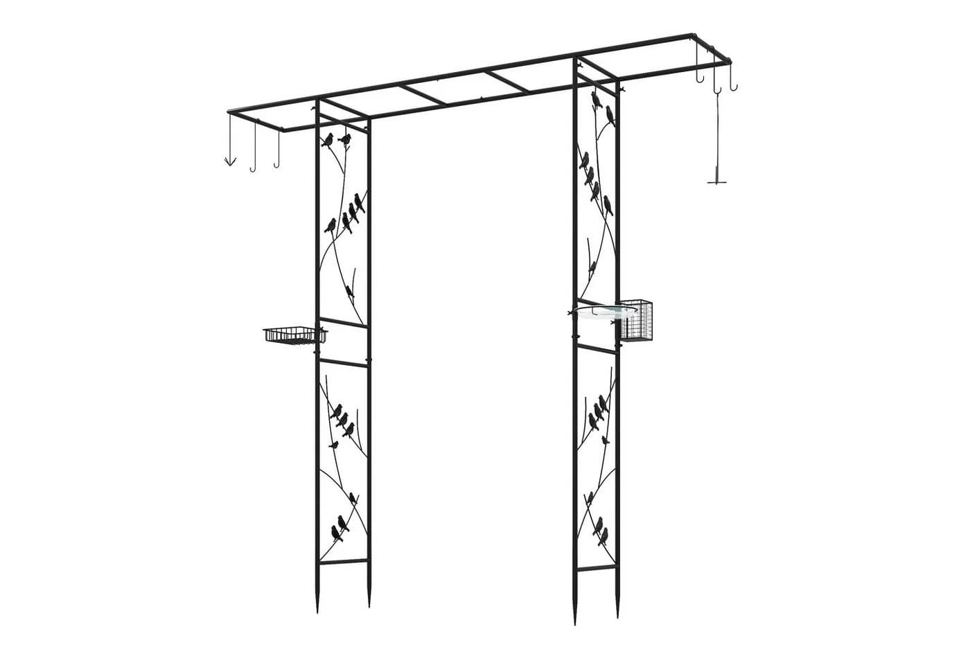 COSTWAY Rosenbogen Metall mit Vogelfutterstation Schwarz/Grün - Bild 2