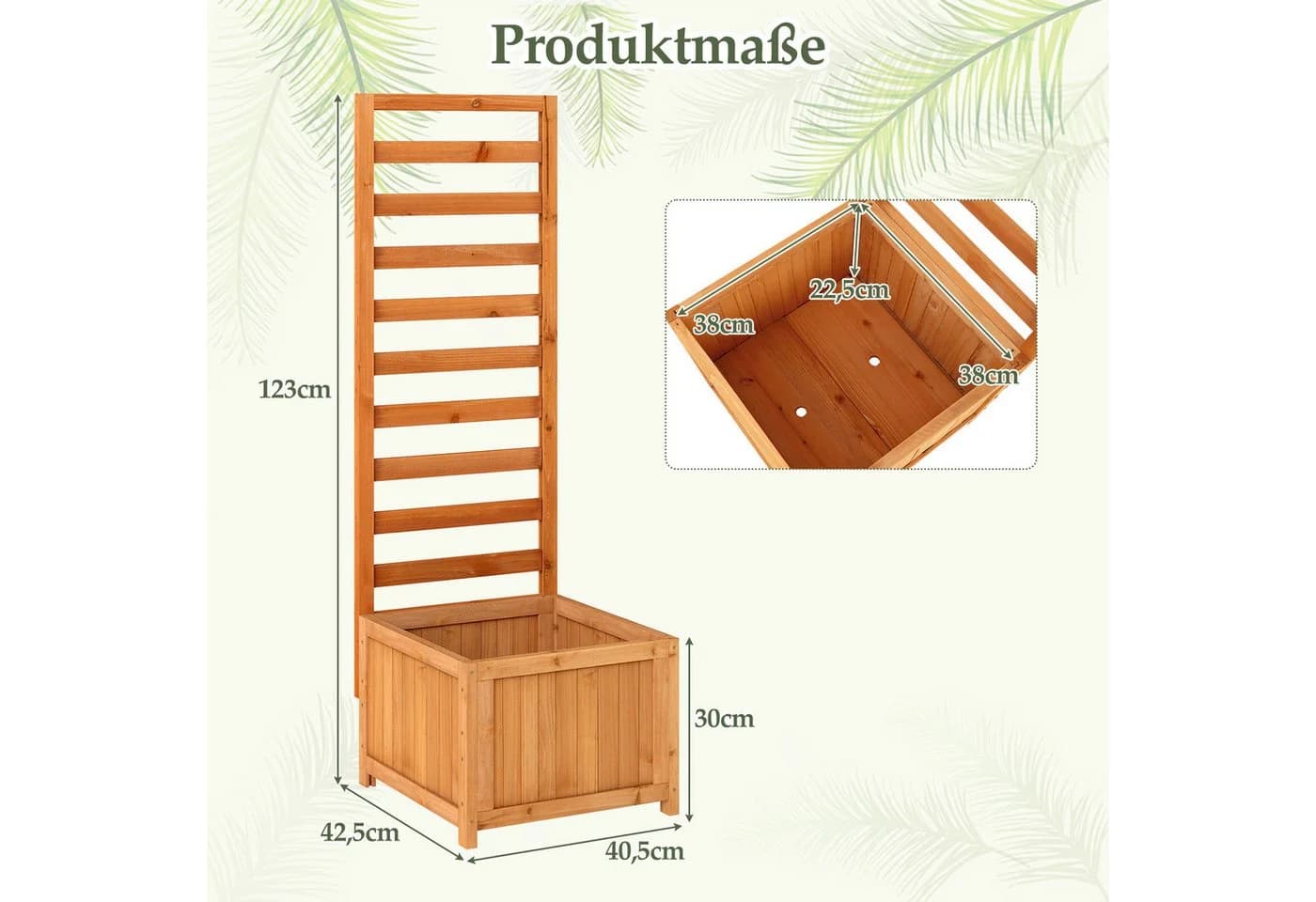 COSTWAY Hochbeet mit Rankgitter Orange Fichtenholz