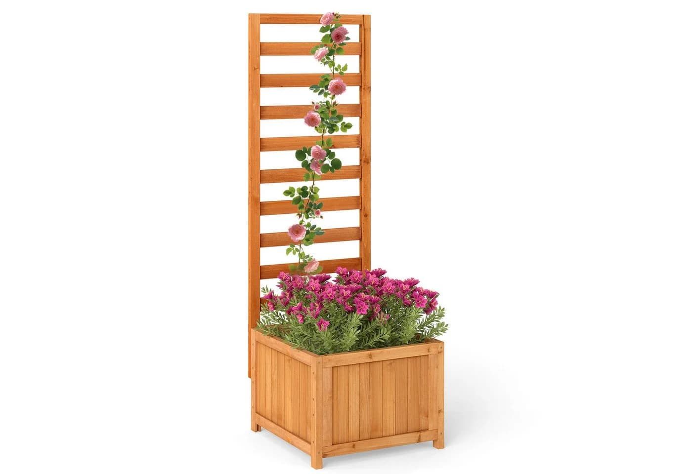 COSTWAY Hochbeet mit Rankgitter Orange Fichtenholz - Bild 2