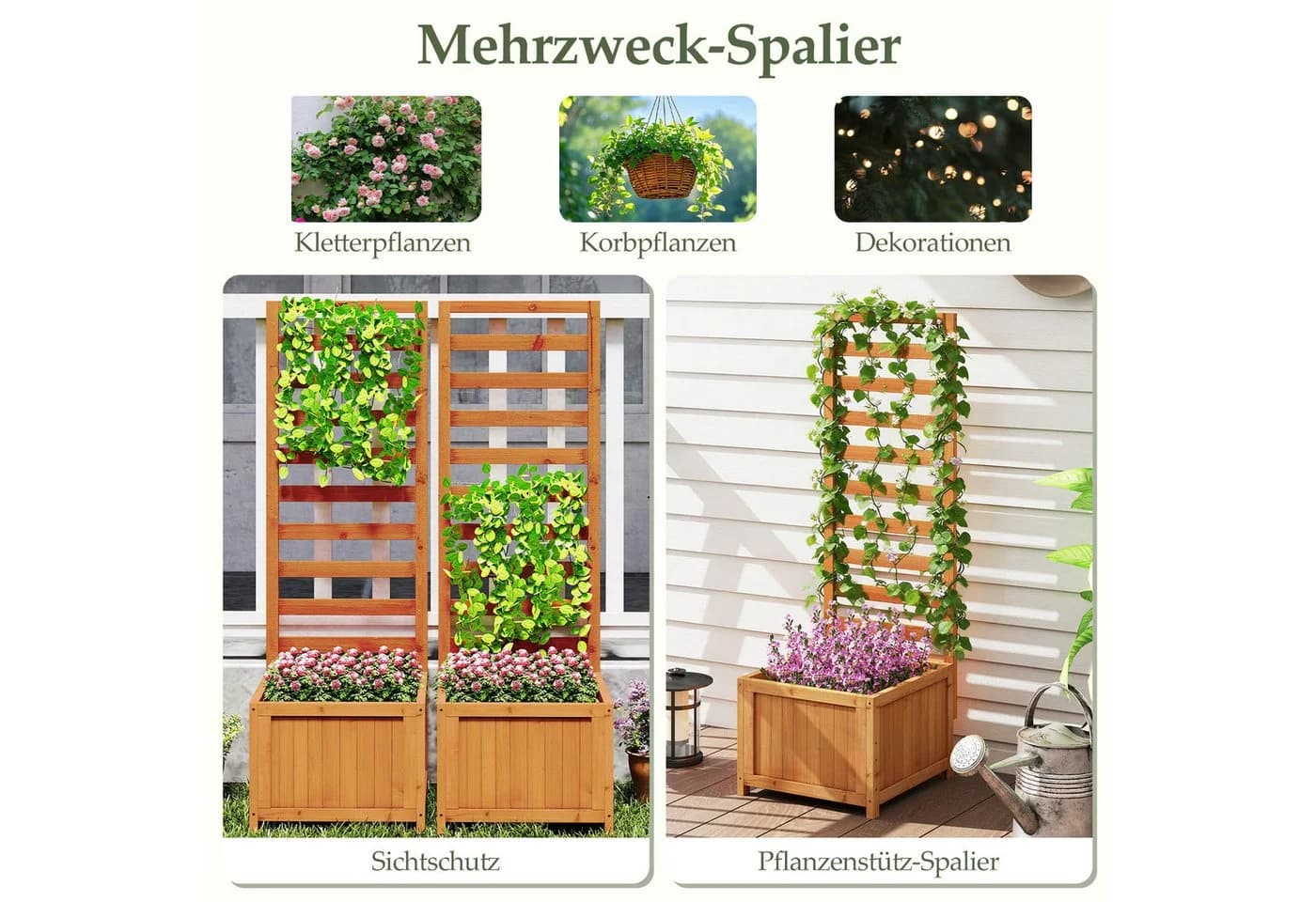 COSTWAY Hochbeet mit Rankgitter Orange Fichtenholz - Bild 4