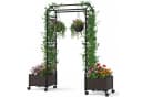 COSTWAY Blumenkasten 2in1 Rosenbogen mit Pflanzkästen Braun/Grau Bild 2