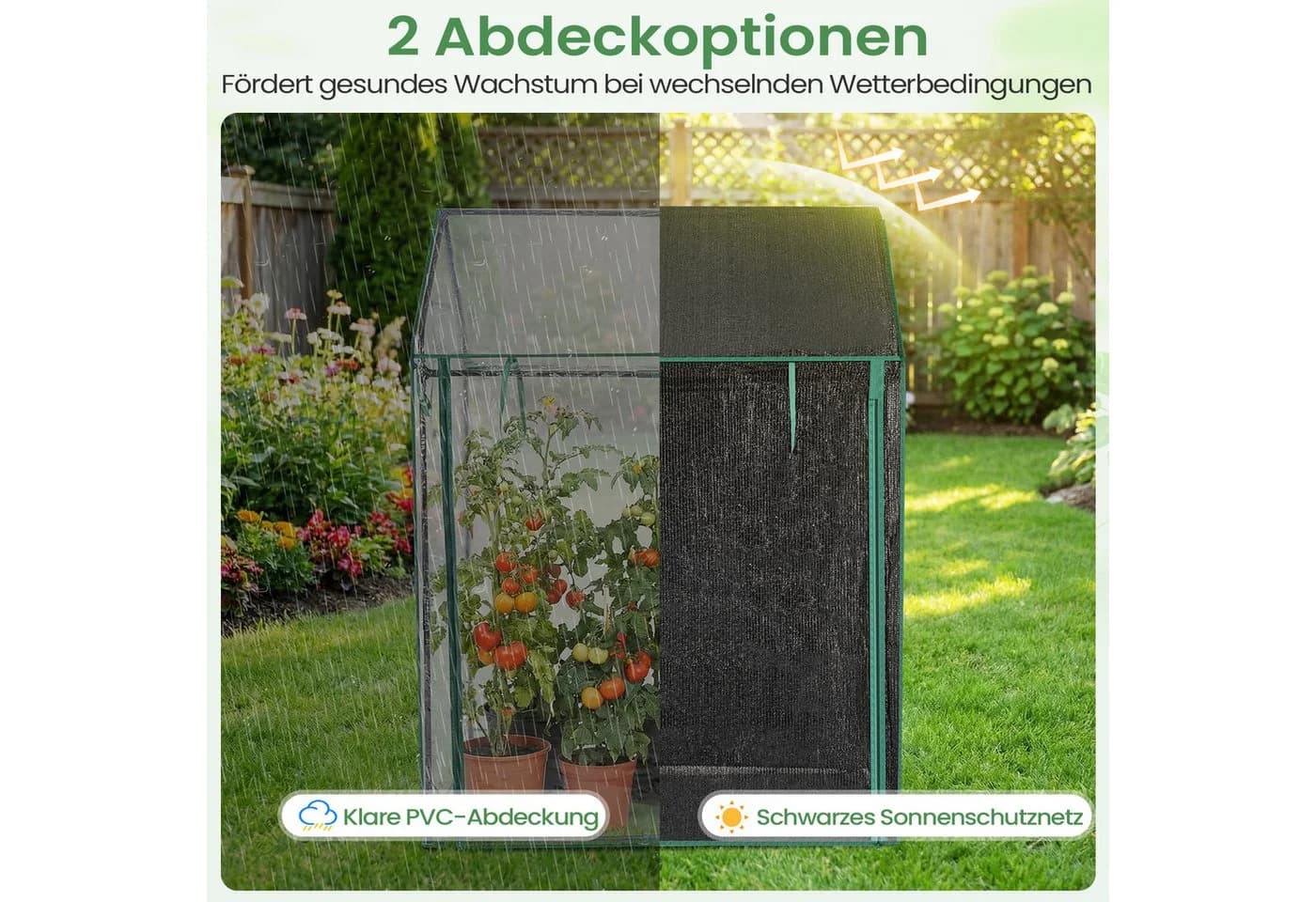COSTWAY Mini-Gewächshaus Transparent/Schwarz mit UV-Schutz - Bild 3