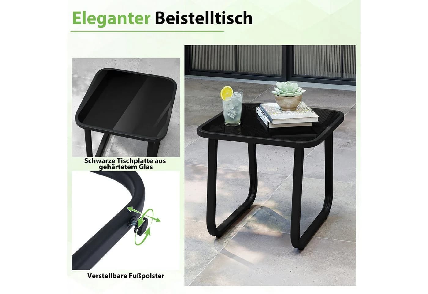 COSTWAY Balkonset 3-tlg. Bistro-Set 2 Schaukelstühle mit Kissen Tisch - Bild 3