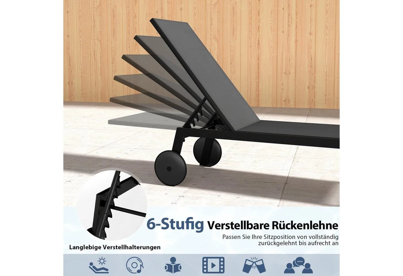 COSTWAY Gartenliege 6-stufig verstellbar