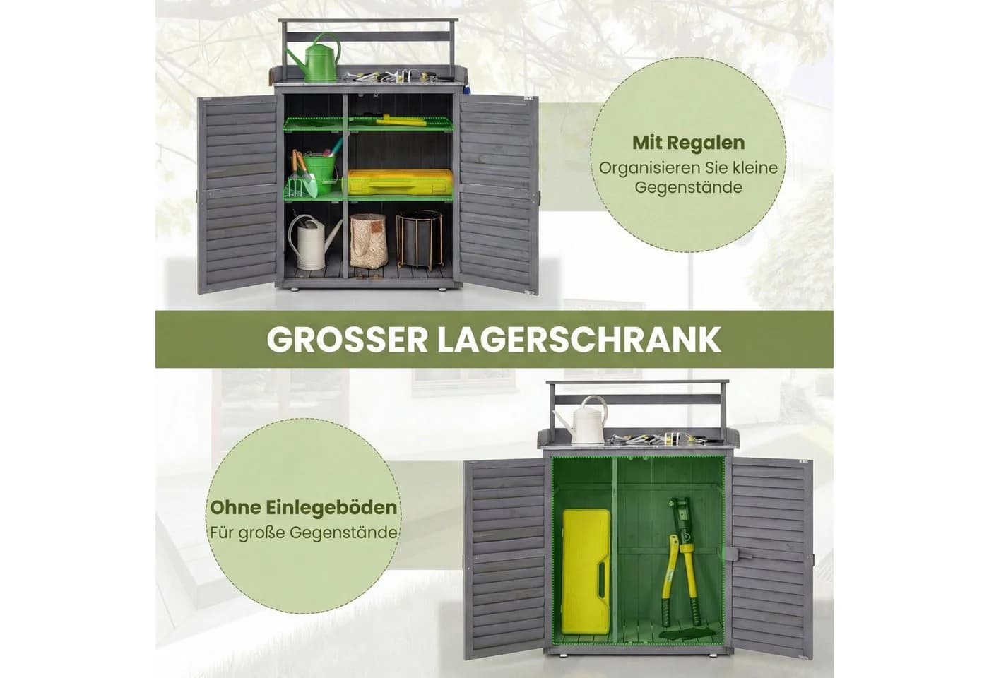COSTWAY Pflanztisch Gartenbank mit Metallplatte - Bild 4
