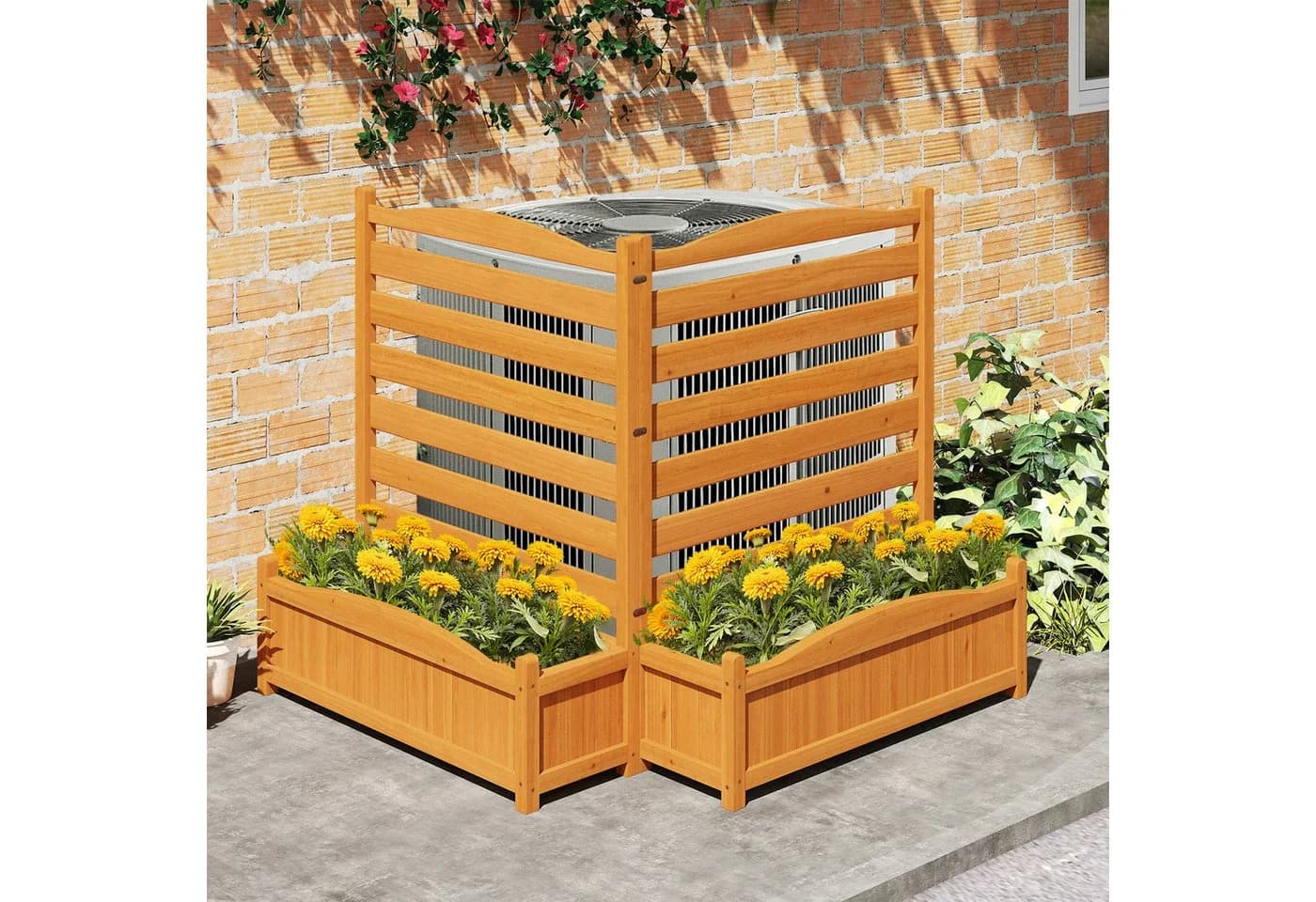 KOMFOTTEU Blumenkasten 2 St Sichtschutz Gartenzaun mit Rankgitter