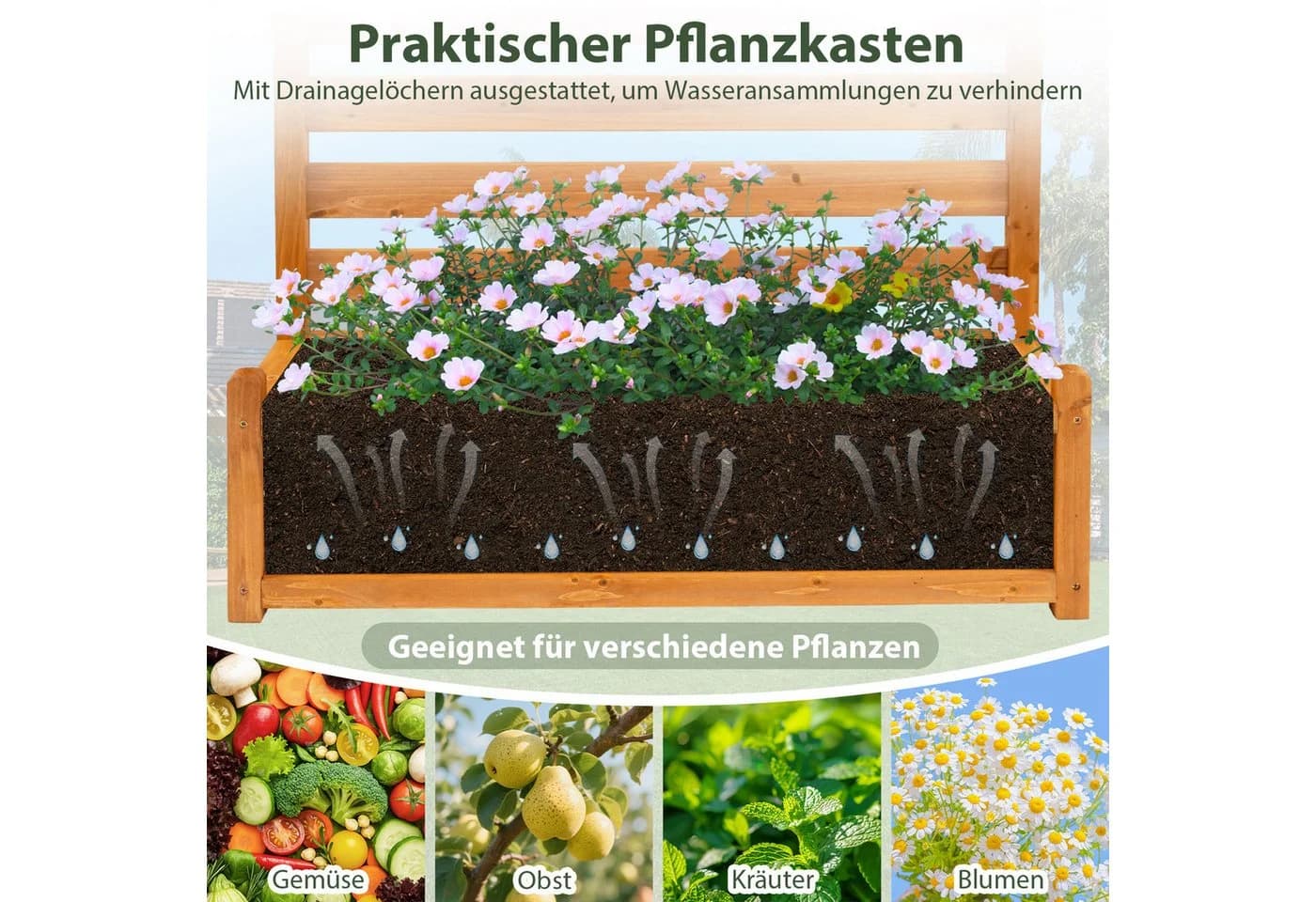 KOMFOTTEU Blumenkasten 2 St Sichtschutz Gartenzaun mit Rankgitter - Bild 3