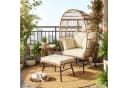 COSTWAY Rattan-Eierstuhl mit Fußhocker Beige Bild 2