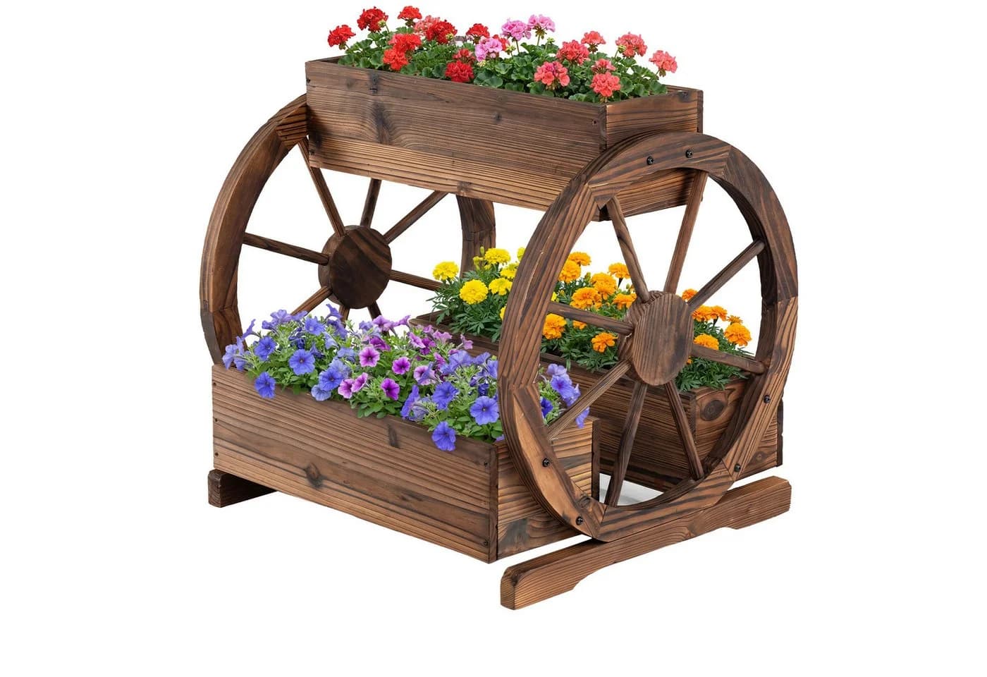 COSTWAY Blumenkasten Pflanzwagen mit 3 Kästen und Rädern - Bild 2