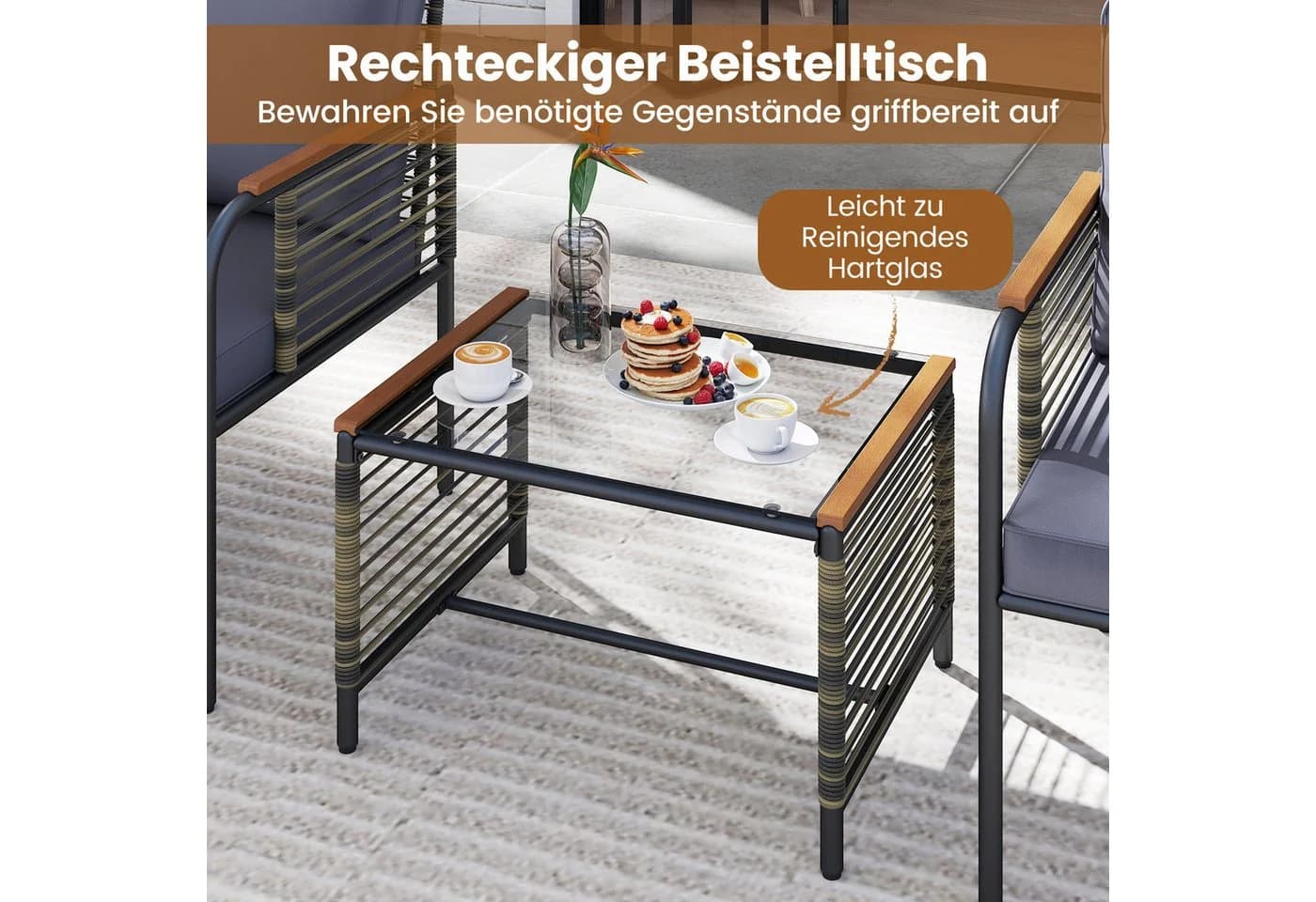 COSTWAY Gartenlounge-Set 5-tlg. PE-Rattan - Bild 4